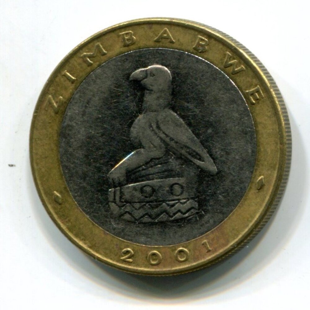 2001 Zimbabwe Bimetallic Rhino $5 Coin (b489-1)